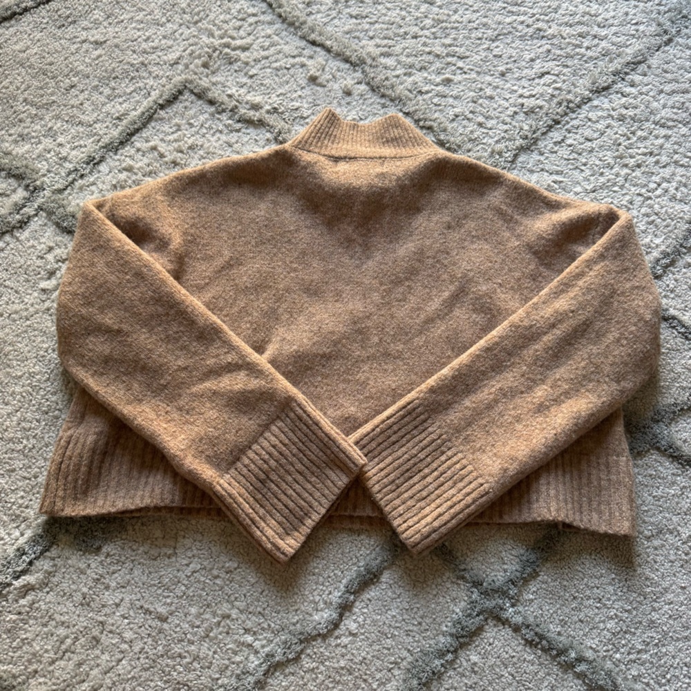 Petal & Pup sweater tan brown wool blend oversized crop boxy fit medium large - Picture 6 of 6